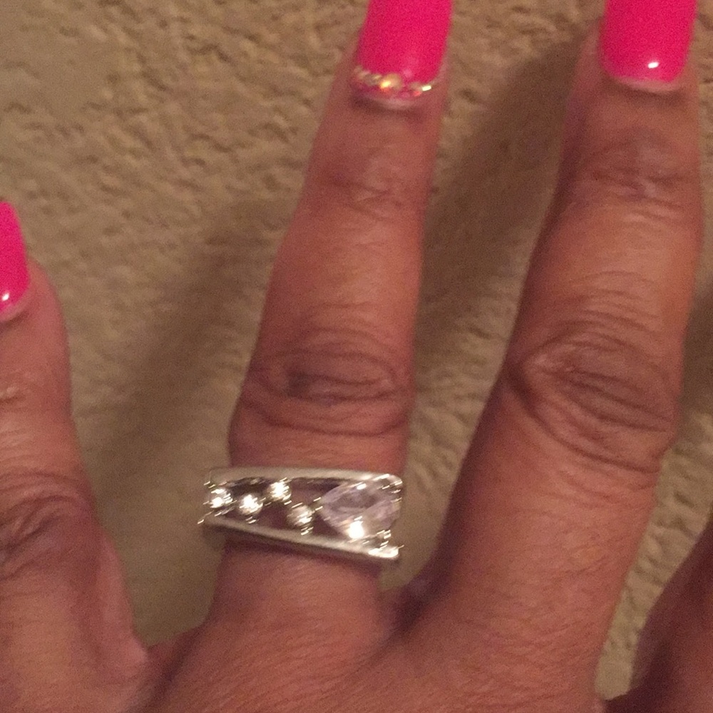 1/4 carat sterling silver square ring size 7